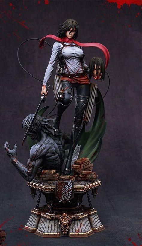 Attack On Titan Mikasa, Character Statue, Fantasy Figurine, 3d Figures, Jojo Parts, Mikasa Ackerman, One Piece Drawing, Anime Figurines, Figure Poses