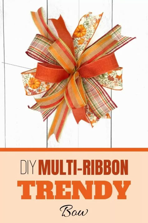 Diy 3 Ribbon Bow, Bows For Lanterns Diy, How To Bows With Ribbon, How To Make Ribbon Bows For Wreath, Step By Step Wreath Making Diy, How To Make A Wire Ribbon Bow, How To Make Decorative Bows, How To Make Multi Ribbon Bows, Stacked Bows Diy