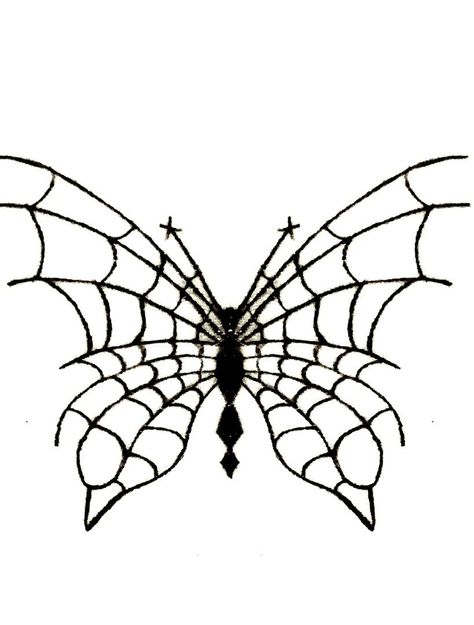 Web Butterfly Tattoo, Butterfly Spiderweb Tattoo, Spiderweb Butterfly Tattoo, Spider Butterfly Tattoo, Spider Web Wings, Spiderweb Butterfly, Wing Ears, Sketch Prompts, Spider Butterfly