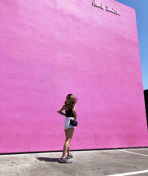 The Pink Wall Los Angeles, Pink Wall Los Angeles, Pink Wall La, Brand Photography Inspiration, 2014 Summer, Dear Daughter, Insta Post, Pink Wall, La Girl