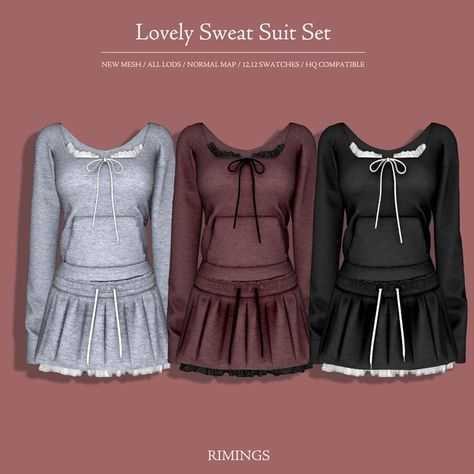 [RIMINGS] Lovely Sweat Suit Set | Patreon Sims 4 Long Sleeve Dress, Sims 4 Cc Patreon Free Clothes, Sims 4 Fancy Cc, Sims 4 Cc Hoodie, Sims 4 Rimings, Lotes The Sims 4, Sims 4 Tsr, Sims 4 Traits, Sims Packs