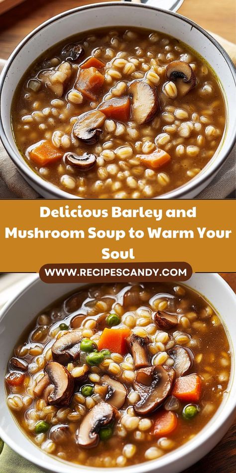 Warm your soul with this Delicious Barley and Mushroom Soup that is both comforting and flavorful! Featuring a blend of sautéed onions, garlic, carrots, and fresh mushrooms simmered with hearty barley, this soup is a powerhouse of nutrition and taste. It's perfect for chilly evenings or as a healthy lunch option. Make it your own by adding different herbs or spices to suit your preference. Enjoy the vibrant colors and enticing aroma of this homemade soup that will leave everyone asking for seconds! Garlic Carrots, Bbq Grilling Recipes, Mushroom Soup Recipe, Bbq Recipes Grill, Sautéed Onions, Mushroom Soup Recipes, Sliced Mushrooms, Homemade Soup, Mushroom Soup