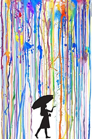 Rain Poster, Optical Illusion Paintings, Girl With Umbrella, Illusion Paintings, Trippy Wall Art, Trippy Wall, Giant Poster, Rain Painting, Art Optical