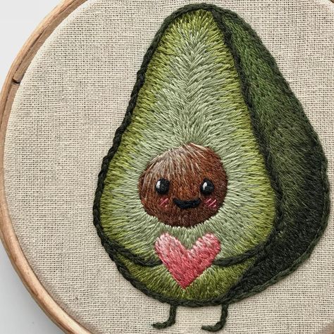 Still thinkin’ ‘bout this cute avocado I stitched last March for @eatthecookiestitch’s birthday! I think this was my second attempt at… Tassels Tutorials, Cute Avocado, Hand Embroidery Kit, Hand Embroidery Projects, Cute Polymer Clay, Embroidery On Clothes, Hand Embroidery Art, Hand Embroidery Patterns, Embroidery Inspiration