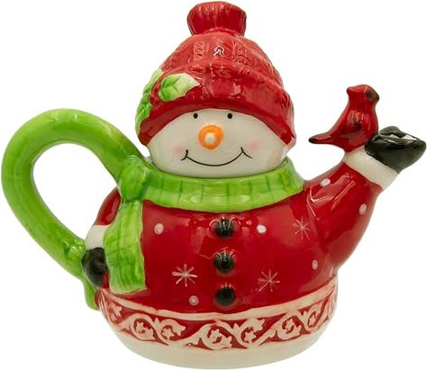 Amazon.com: Teapots - Teapots / Teapots & Coffee Servers: Home & Kitchen Snowman Teapot, Teapot Cookies, Ceramic Snowman, Novelty Teapots, Coffee Server, Clay Teapots, Flower Cup, Tea Strainer, Ceramic Teapots