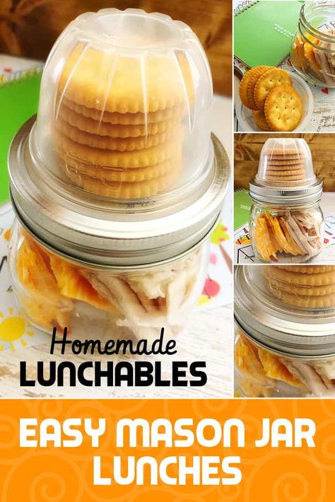 Lunchables Diy, Mason Jar Lunches, Jar Lunches, Mason Jar Snacks, Diy Lunchables, Mason Jar Lunch, Healthy Bedtime Snacks, School Lunch Ideas, Ideas Lunch