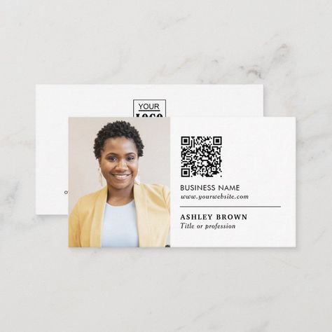 Business Card Design With Picture, Business Card Photo, Bank Creatives, Business Card With Photo, Business Card Fonts, Real Estate Marketing Postcards, Real Estate Agent Business Cards, Realtor Business Cards, Qr Code Business