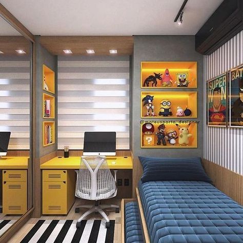 Boy's bedroom ideas and decor inspiration; from kids to teens #tween #toddler #teenagers #sports #diy #cars #rustic Are you planning to decorate your boy's bedroom? If that is the case, you will need Boy Bedroom Ideas to get started. Bilik Tidur Lelaki, Reka Bentuk Bilik Tidur, Boy Bedroom Design, Small Bedroom Designs, Boys Bedroom Decor, Trendy Bedroom, Boy Bedroom, Boys Bedrooms, Small Room Bedroom