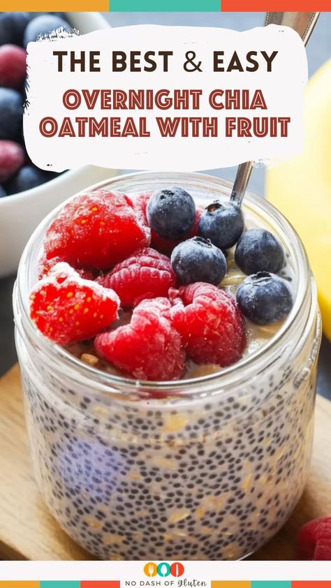 Oat Chia Overnight, Frozen Fruit Overnight Oats Chia Seeds, Overnight Oats With Chia Seeds Recipes, Overnight Chia Pudding Breakfast, Chia Seed Breakfast Recipes, Chia Seeds Breakfast, Overnight Chia Oatmeal, Chia Seed Overnight Oats, Overnight Chia Oats