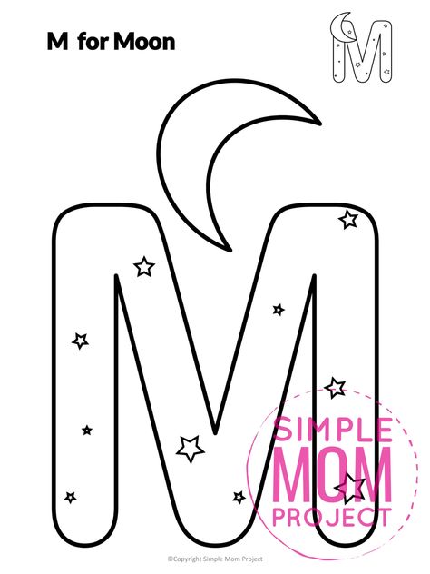 Are you looking for a fun and creative pre k or kindergarten activity to teach the uppercase letter M to your kids or toddler? Use this fun and free printable moon letter M paper art craft. It is an easy way to make learning simple and fun at the same time. Your kindergarten students will also love making this monster of a moon letter M craft idea. M Is For Moon Preschool, M Is For Moon Craft, Preschool M Crafts, Letter M Crafts For Kindergarten, Letter M Crafts For Toddlers, M Is For, Letter M Crafts For Preschoolers, Letter M Coloring Page, Letter M Craft