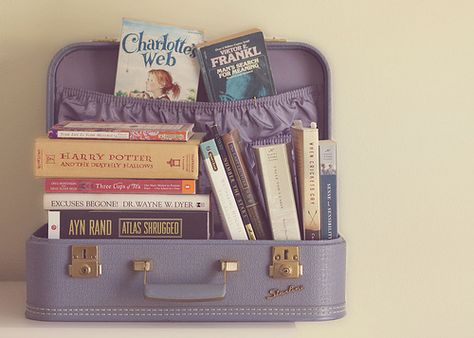 I think this will go in my bathroom... love a bath and a book like I love few things. Atlas Shrugged, Old Suitcases, Vintage Suitcases, Ayn Rand, Vintage Suitcase, Library Displays, Book Storage, Decoration Inspiration, I Love Books