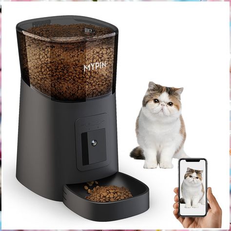 Video Automatic Pet Feeder with HD Camera, Food Dispenser for Cats and Dogs WiFi Smart Feeder with Camera 6L 2-Way Audio, Mob Auto Cat Feeder, Cat Food Dispenser, Pet Food Dispenser, Automatic Cat Feeder, Automatic Feeder, Food Dispenser, Cat Feeder, Dog Feeder, Stainless Steel Bowl