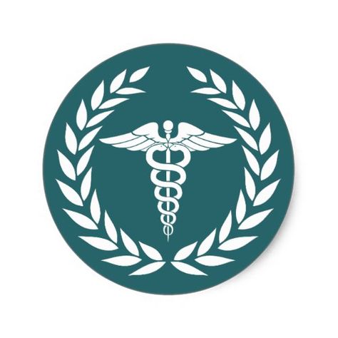 Medical Nursing Caduceus Symbol Teal Classic Round Sticker Doctor Logo Symbols, Nursing Logo, Community Medicine, Nurses Week Quotes, Dr Logo, Iron Man Cartoon, Anatomical Heart Art, Doctor Logos, Medicine Logo