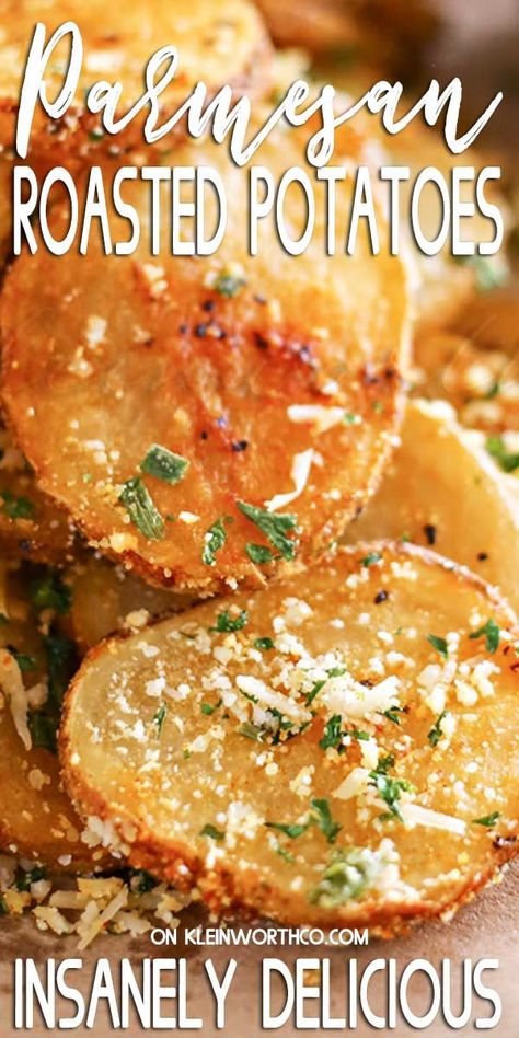 Potatoes Thanksgiving, Easy Family Dinner Ideas, Russet Potato Recipes, Parmesan Crusted Potatoes, Easy Side Dishes, Italian Potatoes, Parmesan Roasted Potatoes, Thanksgiving Menu Ideas Side Dishes, Roasted Potato Recipes