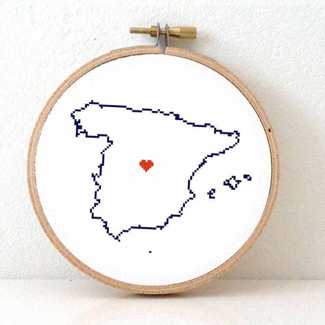 Spain Embroidery, Cross Stitch Map, Embroidery Map, Map Of Spain, Different Symbols, Map Ideas, Map Outline, Ideas Embroidery, European Wedding