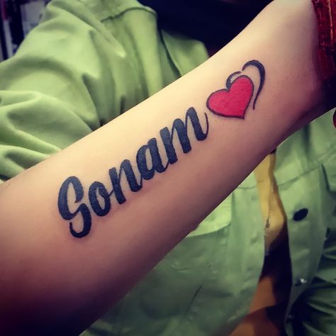 tattoo by vishal thakur Name With Heart Tattoo, Kid Name Tattoo Ideas, Tattoo Designs With Names, Name Tattoo On Hand, Name Tattoo Ideas, Tiny Finger Tattoos, Baby Tattoo Designs, Kid Name Tattoo, Baby Tattoo