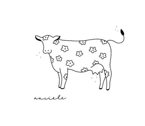 Cow Silhouette Tattoo, Cow Tattoo Small Cute, Fine Line Cow Tattoo, Line Cow Tattoo, Cow Tattoo Small Simple, Flower Cow Tattoo, Simple Cow Tattoo, Minimalistic Cow Tattoo, Cow Doodle Tattoo