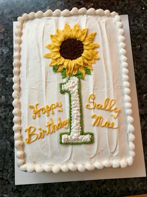 Sunflower First Birthday Cake, 1st Birthday Cake Girl, Birthday Cake Creative, Sunflower First Birthday, Birthday Cake For Girl, 1 Birthday Cake, Birthday Cake Girl, Sunflower Cake, Sunflower Birthday