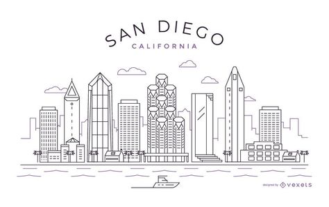 San Diego stroke skyline Check more at https://vectorstockfree.com/san-diego-stroke-skyline/ San Diego Skyline Tattoo, San Diego Tattoo Ideas, Sean Tattoo, San Diego Tattoo, Coronado Bridge, Skyline Tattoo, Travel Doodles, San Diego Skyline, Buildings Modern