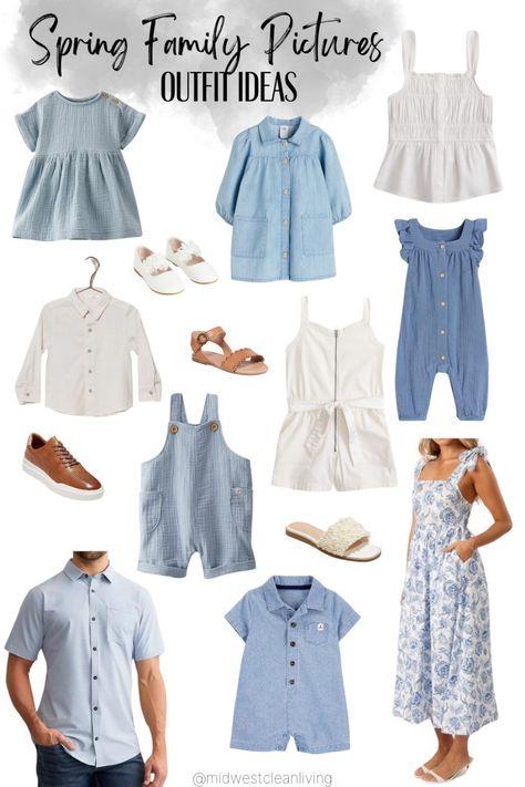 shades of blue and white family photo color scheme, family photos, family outfit ideas, spring photo outfit ideas, spring family photo, spring outfit, soft blue outfit, light blue outfit, coordinating outfits, easter outfit, family pictures, holiday photos, holiday family pictures, holiday family outfit, easter family outfit Follow me in the @LTK shopping app to shop this post and get my exclusive app-only-content! #liketkit #LTKSeasonal #LTKstyletip #LTKfamily Family Pictures Blue And White, Denim Outfit Family Photoshoot, Chambray Family Pictures Outfits, Blue White Family Photos, Blue And White Photoshoot Outfits, Spring Family Pictures Outfits Blue, Matching Easter Outfits Families, White And Blue Family Picture Outfits, Summer Family Picture Outfits Blue