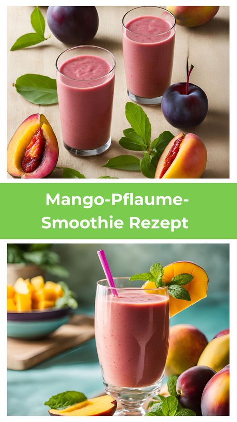 Dieser Mango-Pflaume-Smoothie ist ideal, um dir Energie und wertvolle Nährstoffe zu bieten! Workout Supplements, Smoothie, Mango