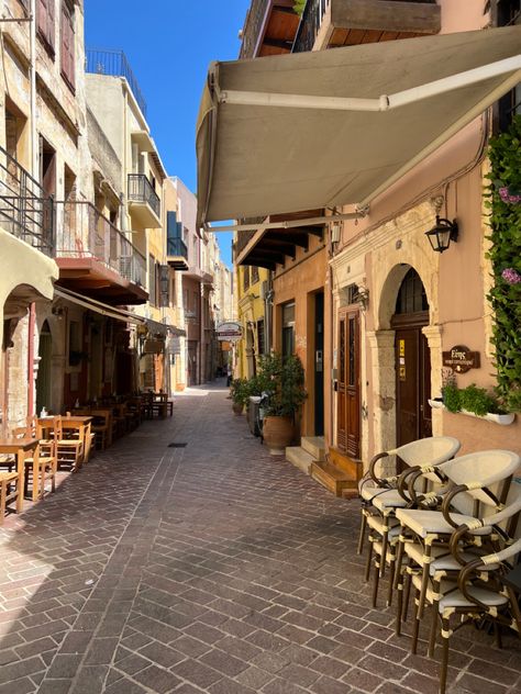 #chania #greece #crete #oldtown #aesthetic #street #architecture Chania Aesthetic, Old Street Aesthetic, Crete Aesthetic, Aesthetic Greece, Chania Greece, Street Architecture, Greece Aesthetic, Greece Crete, Street Aesthetic