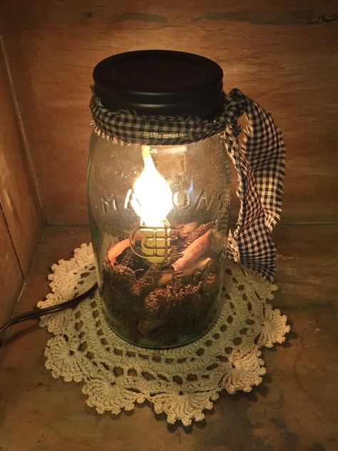 Quart Mason Jar Candle Lamp Homemade Vase, Chalk Paint Mason Jars, Lamp Candle, Mason Jar Flowers, Electric Candle, Jar Decor, Wine Bottle Diy Crafts, Mason Jar Crafts Diy, Wine Bottle Diy