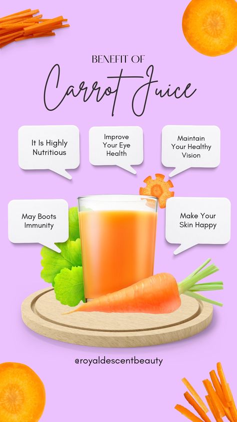 Carrot Juice Smoothie, Healing Juices, Healthy Smoothie Ingredients, Benefits Of Carrots, Carrot Juice Benefits, Eye Health Food, Herbs Recipes, Health Benefits Of Carrots, Foods For Clear Skin