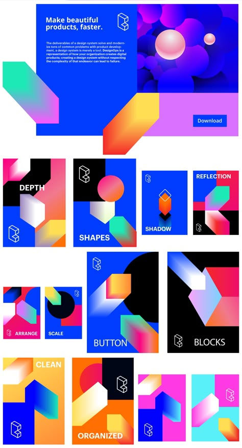 Some graphics made for Blexar, a design system that enables both developers and designers of creating websites, apps and other types of interaction design using a set of available components, typography, visual elements and more. Website Visual Design, Type Setting Design, Visual System Design, Gradient Visual Identity, World Logo Design Globe, Shapes Branding, Visual Design Inspiration, Gradient Graphic Design, Branding Design Identity