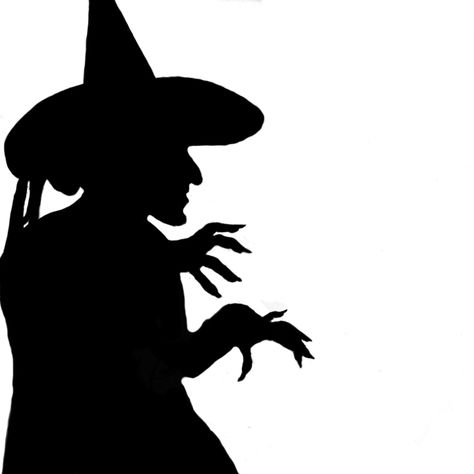 Witch silhouette Silhouette Witches, Vintage Witch Silhouette, Wicked Silhouette, Halloween Shilouettes, Witch Stencil Templates, Flying Witch Silhouette, Witch Silhouette Templates, Silouttes Art, Halloween Window Silhouettes