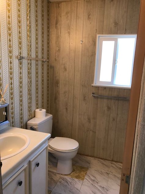 Mobile Home Makeover! Mobile Home Walls Makeover, Mobile Home Renovations Single Wide, Old Mobile Home Makeover Single Wide, Old Mobile Home Makeover, Painting Over Paneling, Diy Mobile Home Remodel, Double Wide Remodel, Single Wide Remodel, Small Scale Furniture