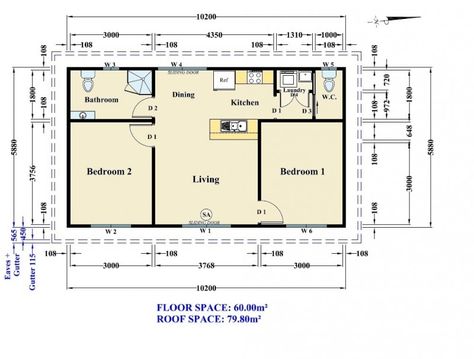 Granny Flat Plans - Google Search 60 Square Metre House Plans, Flat House Plans, House With Granny Flat, Granny Flat Floor Plans, One Bedroom Ideas, Granny Pods Floor Plans, Granny Flat Plans, Granny Annexe, Flat Plan