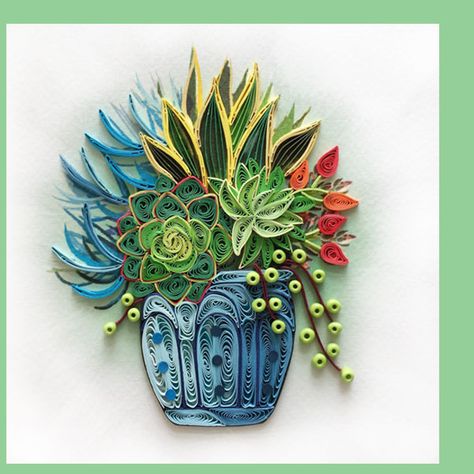 Paper Quilling Succulents, Quilling Succulent Plants, Quilled Succulents, Quilling Plants, Paper Abstract Art, Card Quilling, Decorate Wedding, 3d Bird, Quilling Projects