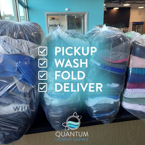 Did you know we have drop-off/delivery/wash & fold and pickup service. Quantum Laundry Lounge is the Best laundromat in Anchorage to offer laundry service pickup and delivery. We will pick up your laundry, wash and fold it, and deliver it. quantumlaundry.com Laundry Pick Up And Delivery Service, Wash And Fold Service, Mobile Laundry Service, Wash And Fold Laundry Service, Wash And Fold Laundry Business, Laundry Ads, Laundry Photography, Laundry Delivery Service, Laundry Marketing