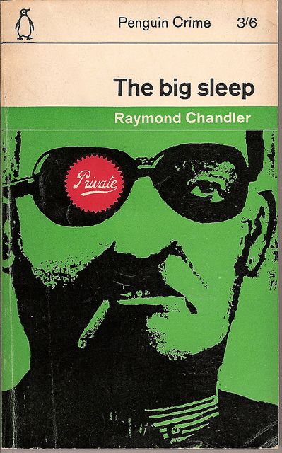 Cover of "The "Big Sleep" by Raymond Chandler. (1962) What a clever visual pun! And I love the old Penguin convention of telling you which category the book is from (crime) and which book in the series it is by using #/# (3/6 in this case) st the top. Well designed! Penguin Book Covers, Penguin Books Covers, The Big Sleep, Penguin Publishing, Raymond Chandler, Vintage Book Cover, Vintage Penguin, Penguin Book, Best Book Covers