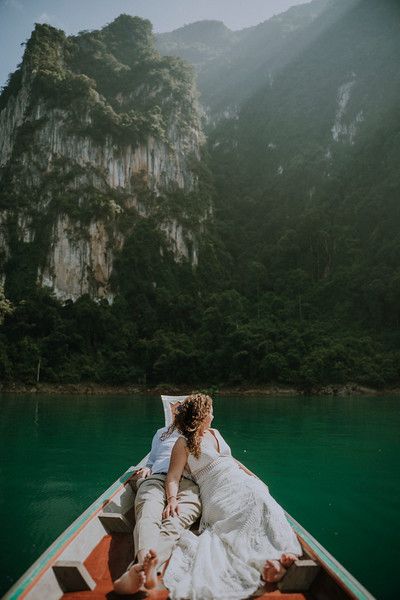 M + N | Elopement on Cheow Lan Lake, Khao Sok National Park, Thailand - Tu Nguyen Adventure Elopement & Wedding Photographer Beach Wedding Thailand, Thailand Elopement, Railay Thailand, Causal Wedding, Floating Raft, Khao Sok National Park, Wedding Background Decoration, Elopement Wedding Photography, Thailand Wedding