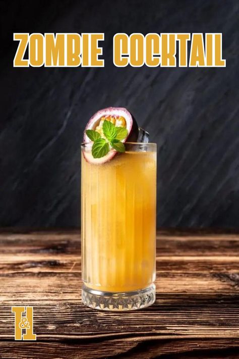 Feeling dead? A few sips of this Zombie Cocktail will zap you back to life. Zombie Cocktail, Tiki Glasses, Strong Cocktails, Best Alcohol, Tiki Cocktails, Tiki Drinks, Light Rum, Mint Sprig, Fruit Slice