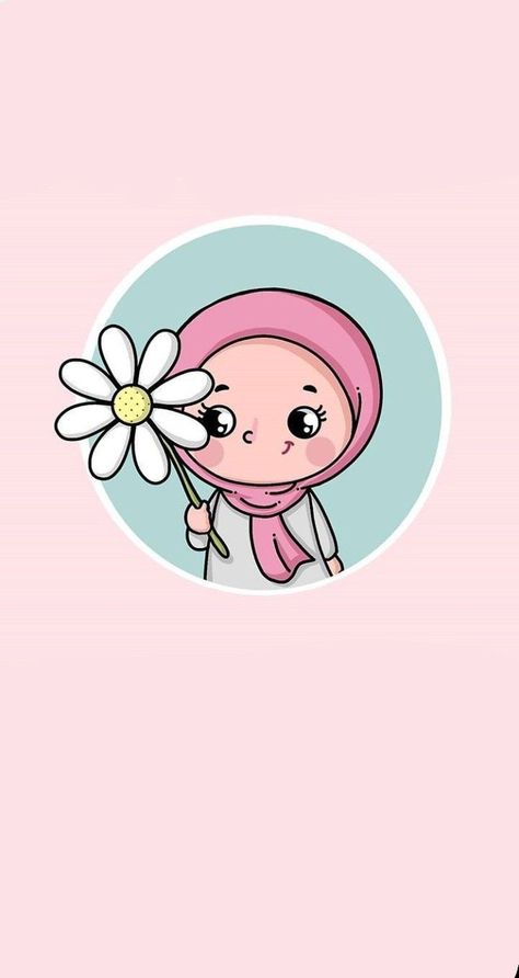 Muslimah Cartoon Art Cute, Girl In Hijab, Cute Hijab Cartoon Wallpaper, Hijab Art, Islamic Cartoon, Anime Muslim, Hijab Cartoon, Pola Sulam