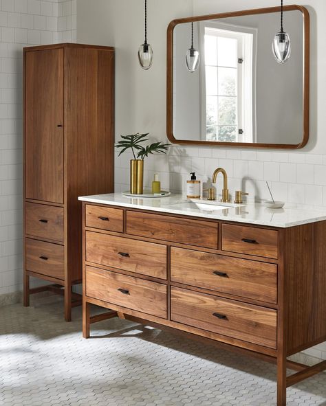 Turn your bathroom dreams into a reality with our newest designs! 🛁 Small Vanity Master Bath, Mid Century Modern Bathroom Vanity 42 Inch, Bathroom Vanity Neutral, Bathroom Vanity To The Floor, Bathroom With 48 Inch Vanity, Wood 36” Bathroom Vanity, Bathroom Flooring With Wood Vanity, Wooden Bathroom Vanity Double Sink, 60 Inch Vanity One Sink Master Bath