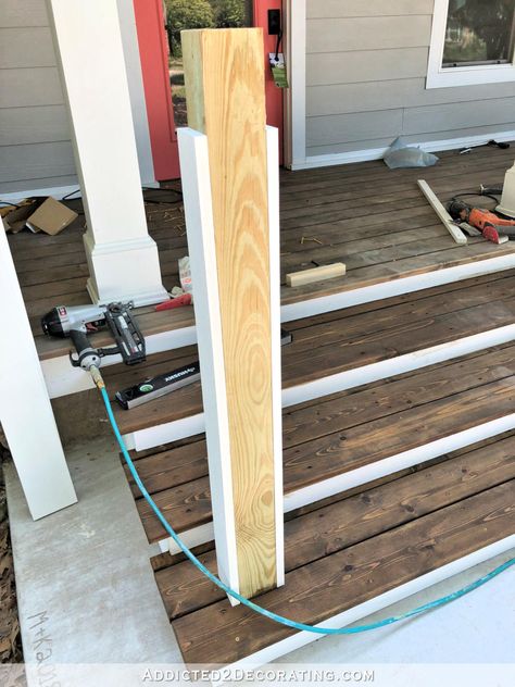 Porch Steps With Railing, Porch Steps With Landing, Front Porch Steps Ideas, Steps With Railing, Porch Steps Ideas, How To Build Porch Steps, Build Porch, Porch Step Railing, Deck Options