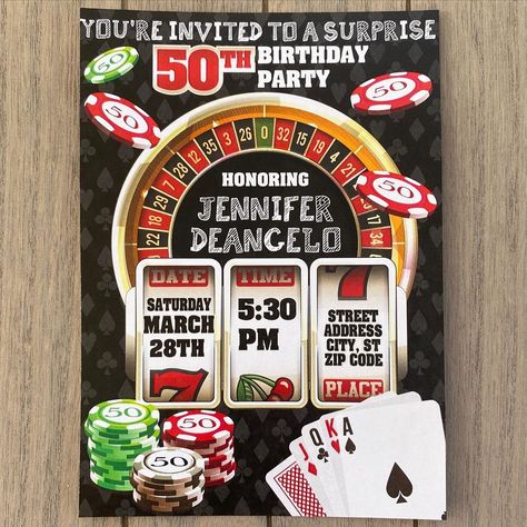 4EverNAlwaysEtsy on Instagram: “Need to find a few hours to upload all my recent custom orders to my shop... checkout this #casinoparty #invitation for a…” Vegas Party Invitations, Las Vegas Party Theme, Casino Birthday Party, Vegas Theme Party, Casino Birthday, Vegas Theme, Casino Night Party, Rose Wedding Invitations, Casino Night