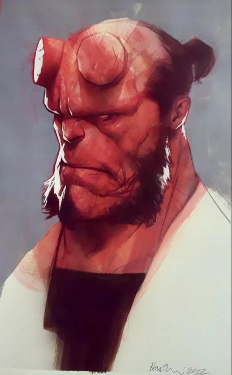 @benoliverart Hellboy Portrait, Ben Oliver, Hellboy Art, Drawing Superheroes, Reference Art, Comic Style Art, Fantasy Portraits, Painting Subjects, Lowbrow Art