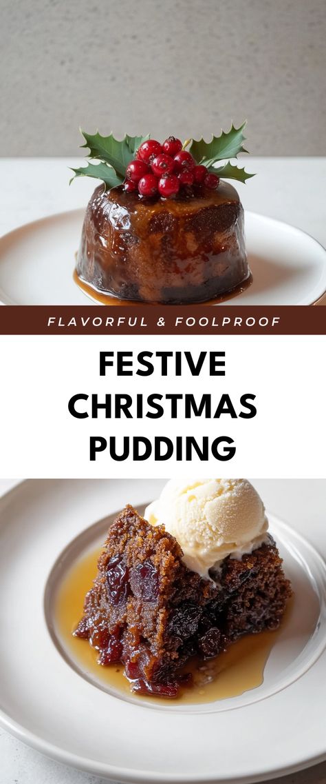 Image for Festive Christmas Pudding Individual Christmas Puddings, Hard Sauce For Christmas Pudding, Microwave Christmas Pudding, Christmas Pudding Recipes Easy, English Pudding Recipes, Sauce For Christmas Pudding, Figgy Pudding Recipe Traditional, Christmas Pudding Sauce, Christmas Cobbler