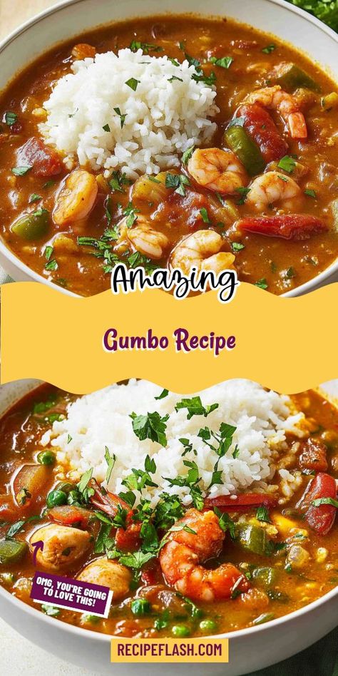 Looking for a delicious way to elevate your seafood dinner? This gumbo recipe is packed with fresh ingredients and bold flavors that will delight your taste buds. Don’t forget to save this recipe for easy access to a stunning meal that everyone will love! Gumbo Recipe Okra, Gumbo Ingredients, Shrimp Gumbo Recipe, Okra Gumbo, Shrimp And Sausage Gumbo, Seafood Gumbo Recipe, Seafood Delight, Shrimp Gumbo, Dinner Gathering