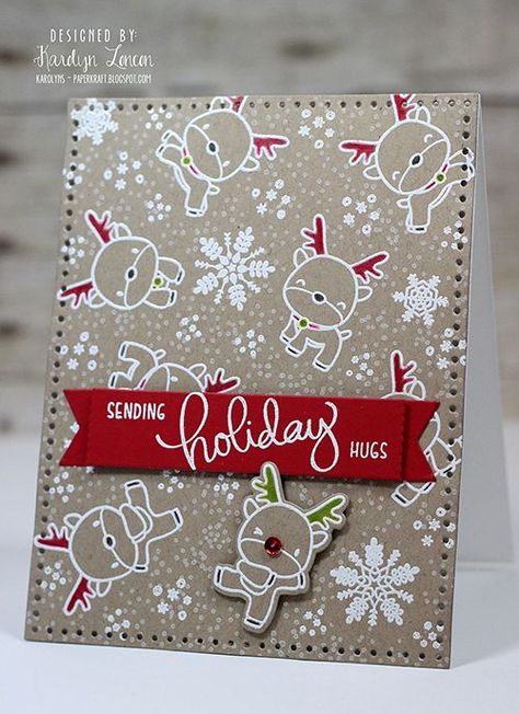 Reindeer Games with Karolyn Loncon | mama elephant | design blog | Bloglovin Reindeer Cards, Winter Karten, Mama Elephant Cards, Christmas Cards 2018, Mama Elephant Stamps, Reindeer Card, Reindeer Games, Christmas Card Inspiration, Christmas Paper Crafts