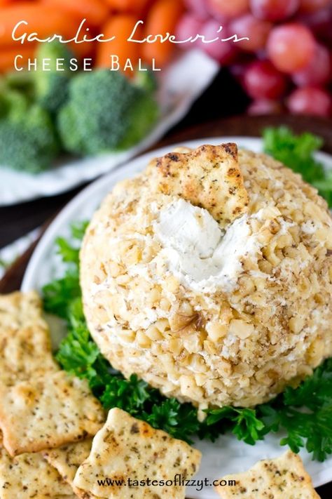 Garlic Lover's Cheese Ball. Make this simple cheese ball recipe that is bursting with Italian & garlic flavors. Cream cheese, Italian cheeses and Parmesan cheeses make this savory spread a hit at parties. Holiday Cheese, Herb Cheese, Ball Recipes, Garlic Cheese, Italian Appetizers, Cheese Ball Recipes, Italian Cheese, Thanksgiving Appetizers, Cheese Balls