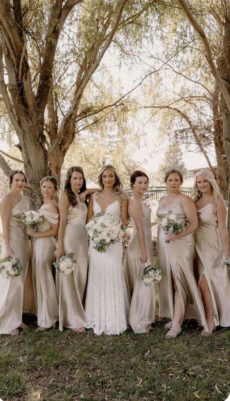 Bridesmaid Palette, Bridesmaid Dress Color, Neutral Bridesmaid Dresses, Black And White Wedding Theme, Wedding Portrait Poses, Wedding Picture Poses, Saying Yes, Wedding Jumpsuit, Bridesmaid Dress Colors