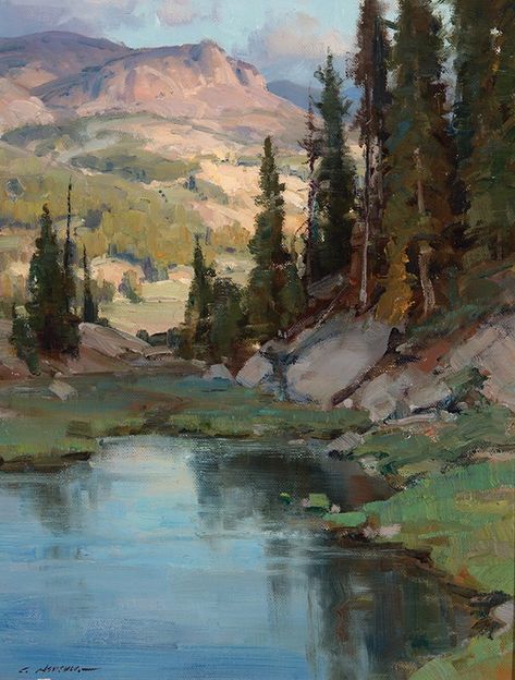 Clyde Aspevig, View Painting, Painting Reference, Digital Paintings, Landscape Art Painting, Watercolor Trees, Landscape Drawings, Mountain Paintings, Landscape Artist