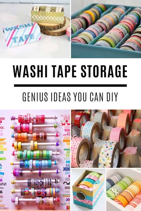 These DIY washi tape storage ideas are just what you need. From portable to desk organizers there's something here for you to make. Washi Tape Storage Ideas, Tape Storage Ideas, Diy Washi Tape Dispenser, Diy Washi Tape Storage, Washi Tape Dispenser, Cute Desk Organization, Diy Washi Tape, Washi Tape Storage, Washi Tape Projects