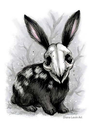 Dark Horror Fantasy by Diana Levin Art | Ghoulish Bunny Studios | Spooky Halloween Decor | |United States Creepy Ink Drawings, Horror Fantasy Art, Horror Bunny, Creepy Fairy, Buda Wallpaper, Evil Bunny, Dark Horror, Horror Drawing, Rabbit Drawing